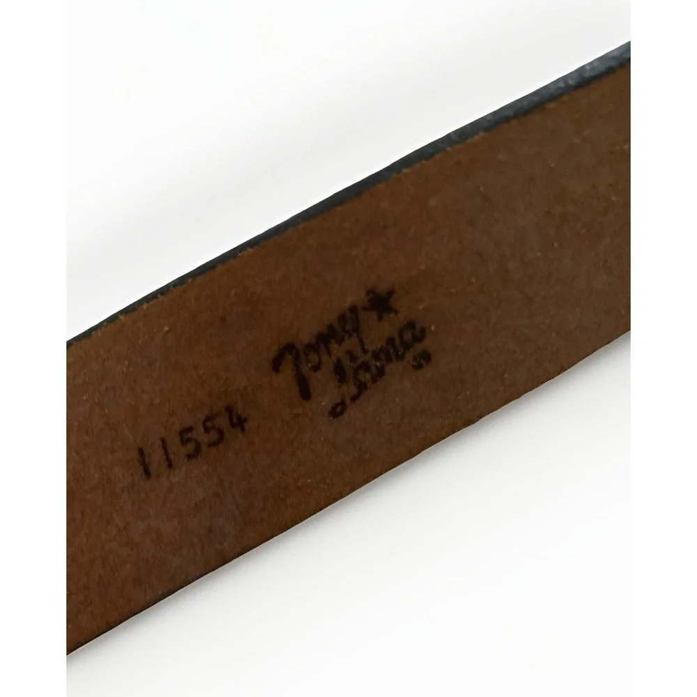 Tony Lama Brown Tooled Leather Western Belt Silver Ornate Buckle 11554‎ Mens 42